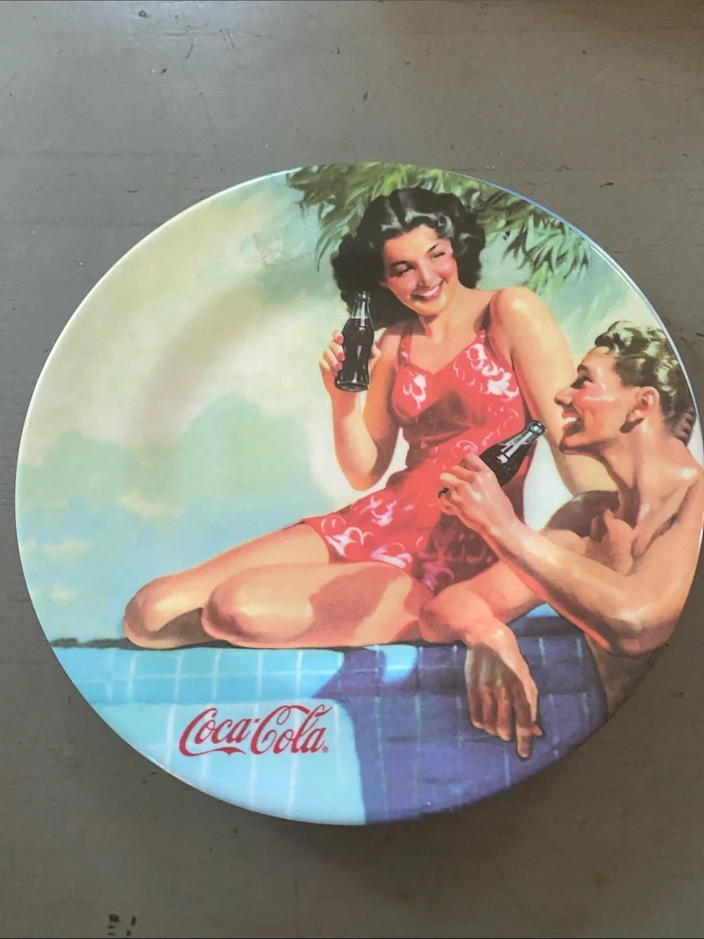 🏖️ Set of 4 Coca Cola Vintage Melamine Beach Salad Plates — 2002